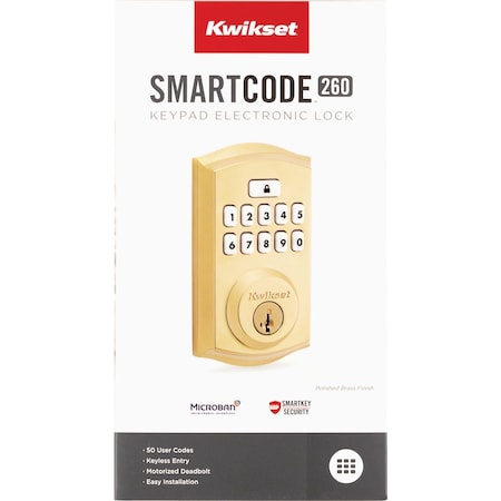 Kwikset Signature Series Traditional SmartCode Brass Electronic Deadbolt 9260 TRL L03 SMT CP