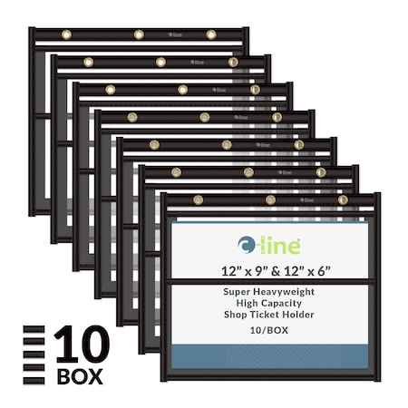 C-Line Products 9" x 12" Black Stitched Dual Pocket Expanding Shop Ticket File Jacket, 10/BX 43401
