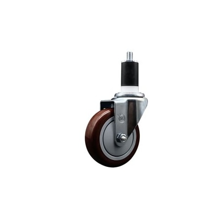 Service Caster 4'' SS Maroon Poly Wheel Swivel 1-1/2'' Expanding Stem Caster SCC-SSEX20S414-PPUB-MRN-112