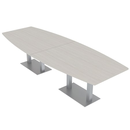 Skutchi Designs Boat Conference Table With Power Unit, 48 in W, 144 in L, Ivory HAR-BOT-48x144-DOU-K458-NA