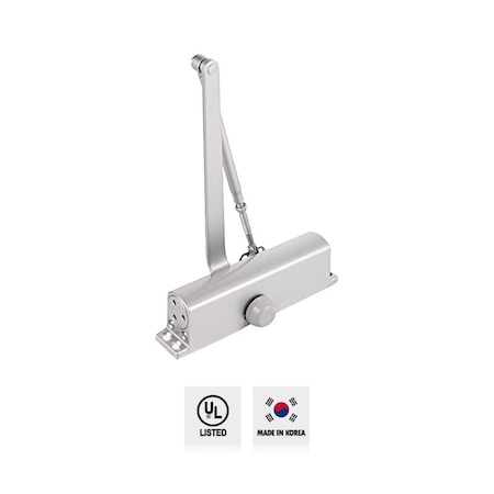 Premier Lock Aluminum Commercial Door Closer w/Adjustable Closing and Latching Speed, Size No 2 DC21