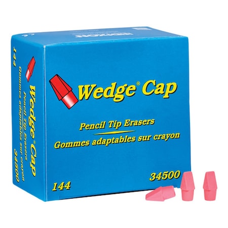 Lyra Wedge Pencil Cap Erasers, Pink, 144PK X34500