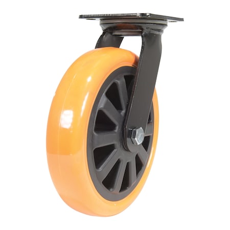 Vestil Polyurethane Swivel Caster 8 In. Diameter x 2 In. Width 902 Lb. Capacity Orange/Black CST-BN-8X2PUP-S