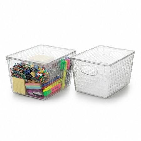 Azar Displays Diamond Tote with Lid, Small, 2PK 556911-2PK