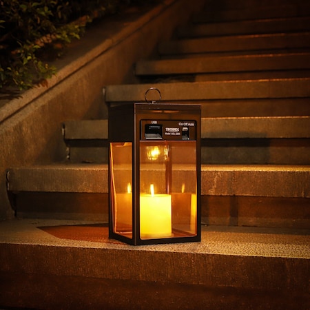 Techko Solar Modern Candle Lantern - Large with Hanging Hook SCL-2205-1