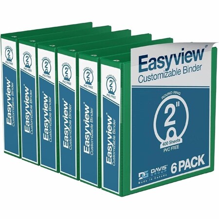 Davis Group Easyview Premium, Round Ring, Customizable, View Binder, (Green, 2"), PK6 8413-04-06