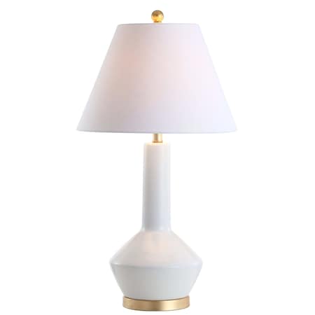 Jonathan Y Copenhagen 29" Ceramic/Metal LED Table Lamp, White/Brass JYL6207B