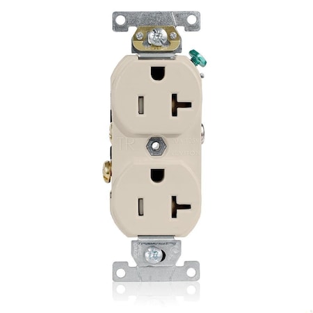Leviton Straight Blade Receptacle, 5-20R, 20 A, 125V AC, Flush Mount, Self-Grounded TBR20-T