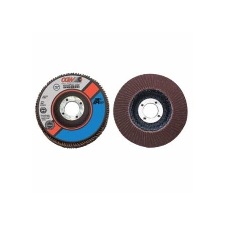 Cgw Abrasives Flap Discs, A3 Aluminum Oxide, Reg, 4 1/2 in, 60 Grit, 5/8-11 Arbor, 13300rpm, T27, 10PK 421-39414