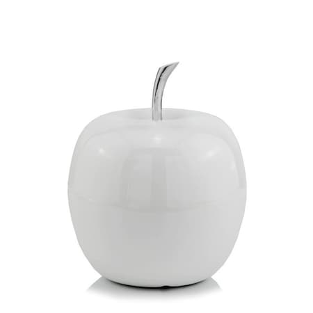 Homeroots 8" White Aluminum Decorative Apple Tabletop Sculpture 383743