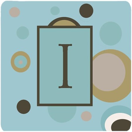 Carolines Treasures Monogram - Blue Dots Foam Coasters Initial Letter I- Set - 4 CJ1013-IFC