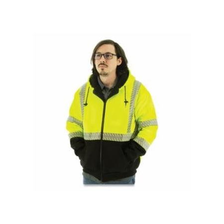 Majestic High-Pile Fleece Jacket, Class 3, Chainsaw Striping, Mesh Polyester, 2X-Large, High-Visibility Yell 472-75-5337/X2