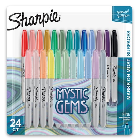 Sharpie Permanent Markers, Fine Point, Mystic Gem Colors, 24PK 2136727