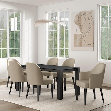 Manhattan Comfort 6-Piece Hillman Dining Chair and Arm Chair in Sand 6-DC087AR2-SD