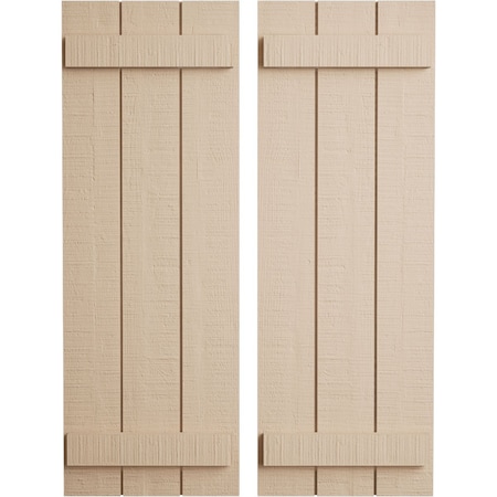 Ekena Millwork Rustic Three Board Joined Board-n-Batten Rough Cedar Faux Wood Shutters, 16 1/2W x 28H, PR SHUBJS16X28RCPR