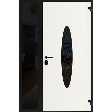 Vdomdoors Front Exterior Prehung Steel Door Ronex1277 Black Enamel Sidelight Exterior Window Sidelite RONEX1277EXD-BLK-W36+16xH80-LH-I