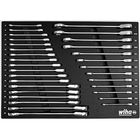 Wiha Combination Wrench Set, Steel, Metric/SAE 30392