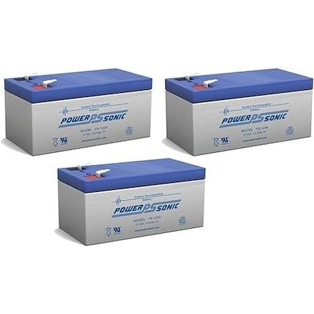 Power-Sonic PS-1230F1 12V 3Ah F1 AGM Rechargeable Battery, 3PK PS-1230 F1