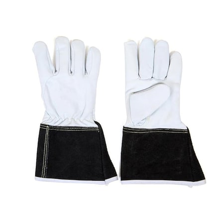Supremeplus Cut & Impact Resistant Goatskin Leather Gloves, HI-VIZ Black Cuff, White & Black, Large, Pair, 6PK SP-1063