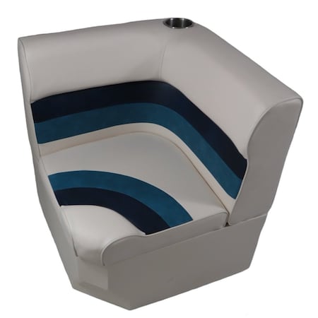 Horizon Mfg Premium Series Pontoon Radius Corner Cushion Set/Base White/Navy/Blue 3007-3011-AADK