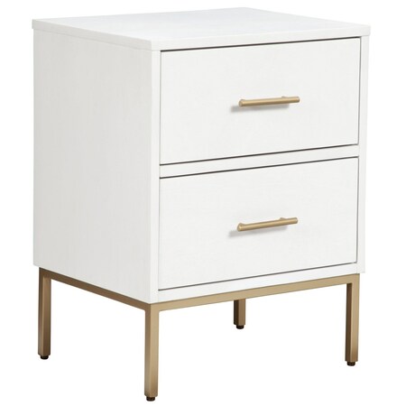 Homeroots 26" Solid Wood and Wood Two Drawer Nightstand 399257