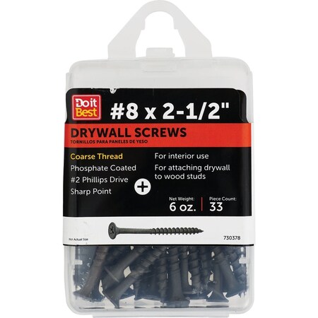 Do It Best Do it No.8x2-1/2'' Coarse Thread Phosphate Drywall Screw, 6 Oz. Pack 730378