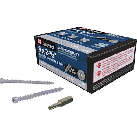 Grip-Rite DeckForce 2-1/2'' Composite Harbor Gray Deck Screw, 1 Lb. GRDFCS212HAG1