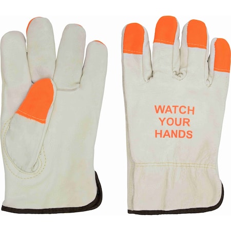 Ironwear Buffalo Grain Leather Driver Gloves, Watch Your Hands Print, Medium 4189-OFTP-MD