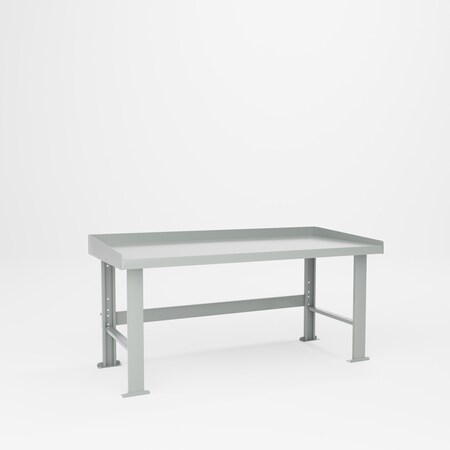 Pucel B-Series Workbench with Back & EndsTop, 34 in D x 72 in L x 32.5 in H, Gray B-3472
