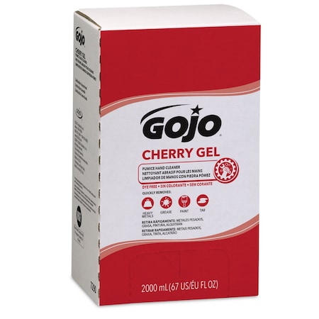 Gojo Hand Cleaner, Cherry Gel Series, Gel, 2,000 mL, Includes Grit, Cherry, 4 PK 7290-04