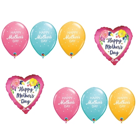 Loonballoon Mother's Day Theme Balloon Set, Standard Size Mothers Day Satin Watercolor Floral Balloon LB-87745