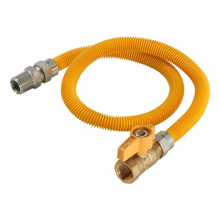 Proline Series 24-in 1/2-in ID Yellow Coated CSST Gas Connector - 1/2-in MIP x 3/4-in FIP Ball Valve G012YE103324