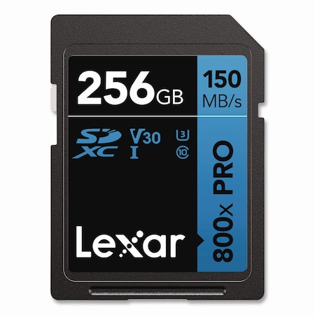 Lexar High-Performance PRO BLUE Series SDXC Memory Card, UHS-I V30 U1 Class 10, 256 GB LSD800P-256G-BU