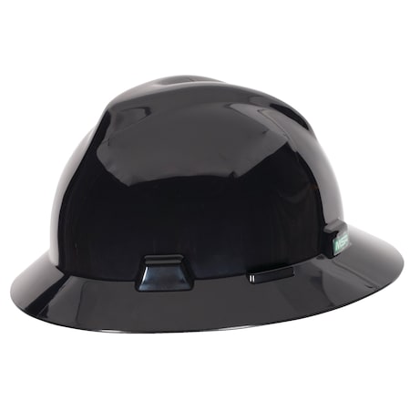 Msa Safety V-Gard Full Brim Hat, Fas-Trac Suspension, Type 1, Class E, Black C217374