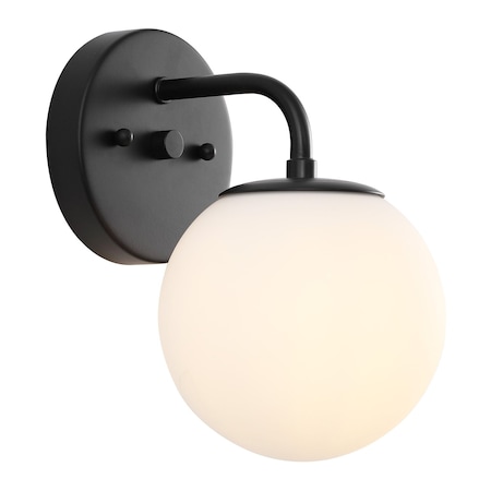 Jonathan Y Louis Parisian Globe 5.75" 1-Light Metal/Frosted Glass Modern Contemporary LED Vanity Light, Black JYL3534B