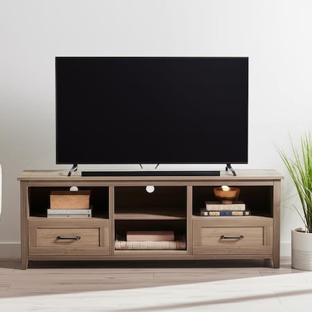 Homeroots 70" Gray Wood Enclosed and Open Storage TV Stand 632588