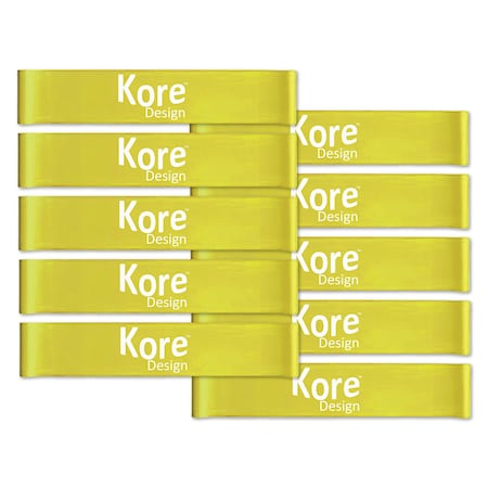 Kore Design Fidget Kick Bands, Latex, 10in. to 16in., Yellow, 10PK KDKB-1003