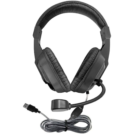 Hamiltonbuhl WorkSmart Plus Deluxe Headset, USB with Boom gooseneck microphone, Leatherette ear cushions WSP2BK