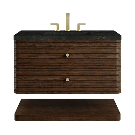 James Martin Vanities Allamari 36" Single Vanity, Sable w/ 3 CM Phantome Eclos Top D640-V36-SBL-WPHT