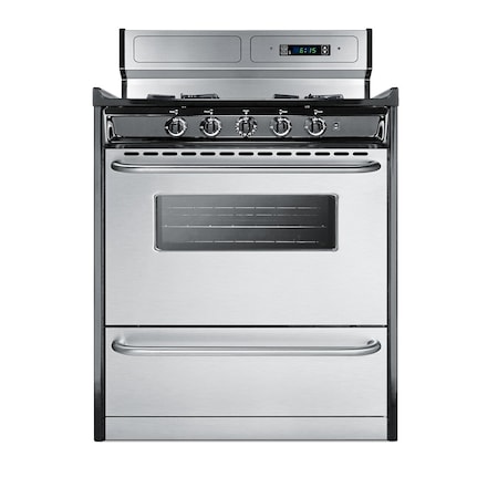 Summit 30in Wide Gas Range, Open Burners TNM2307BKW