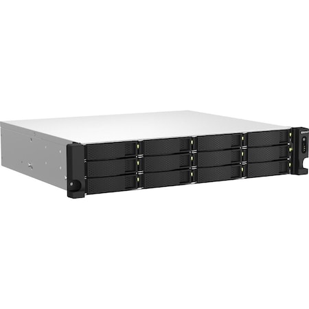 Qnap 2U 12-BAY NAS/ISCSI IP-SAN, INTEL CELERON 4C/4T UP TO 2.7GHZ, 8GB RAM ON- TS-1264U-RP-8G-US