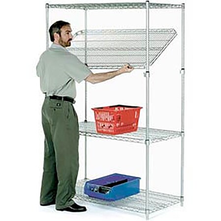 Global Industrial Nexel 4 Shelf, Chrome Quick Adjust Wire Shelving Unit, Starter, 36"W x 14"D x 74"H 580594