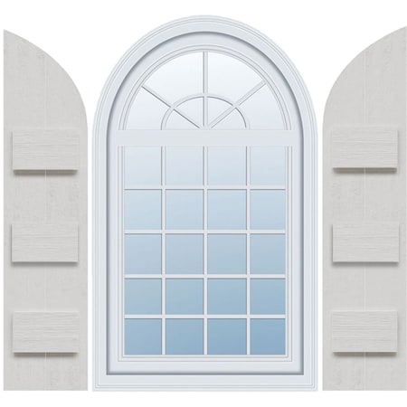 Ekena Millwork Rustic 2 Board Joined Board-n-Batten Faux Wood Shutters w/Quarter Round Arch Top, 10 3/4W x 76H, PR FBJ06Q11X076RUF