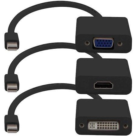 Add-On MINI-DISPLAYPORT ADAPTER BUNDLE MDP TO VGA HDMI & DVI - BLACK MDP2VGA-HDMI-DVI-B