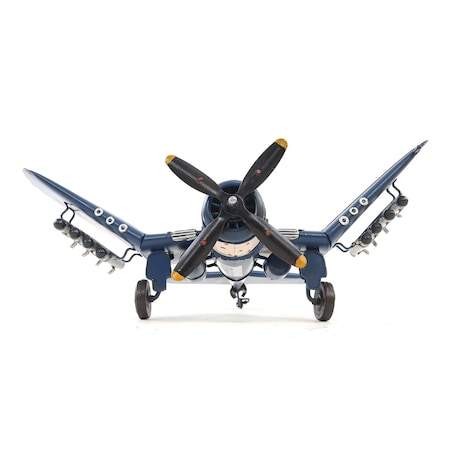 Homeroots 6" Blue Metal Hand Painted Model Airplane Tabletop Sculpture 401762