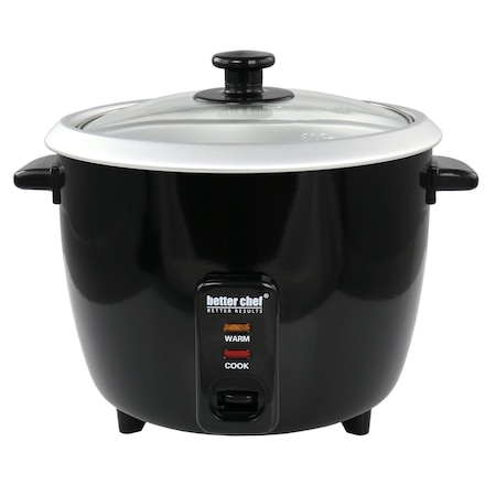 Better Chef 8 Cup Automatic Rice Cooker in Black With Rice Paddle and Measuring Cup IM-402B