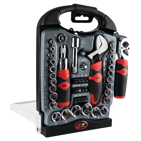 Performance Tool 45 pc. Stubby Set, Ratchet, Screwdriver, Adapters, Storage Case W39000