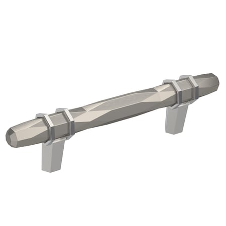 Amerock London 3-3/4 in 96 mm Center-to-Center Satin Nickel/Polished Chrome Cabinet Pull BP36648G1026