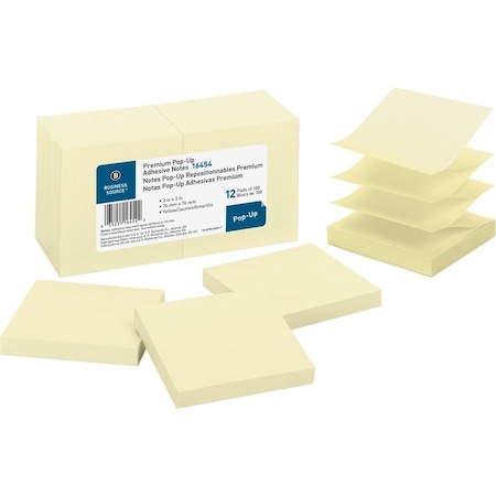 Business Source Sticky Note, Yellow, 12 Pads/Pack, PK12 BSN16454