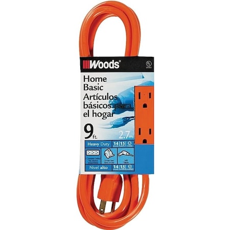 Southwire Cord Ext Indr 3Out14/3X9Ft Org 0872